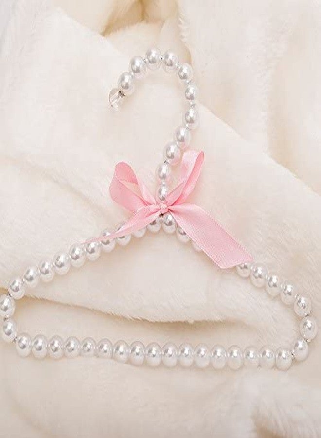 BUUEERR 5 Pack Pearl Beads Metal Elegant Rosette Clothes Hangers for Kids Children Pet Dog (Pink) - Image 3